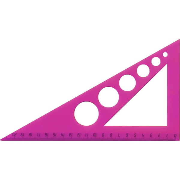 Угольник 30°/21 см, пластиковый, непрозрачный, трафарет, Silwehof_розовый