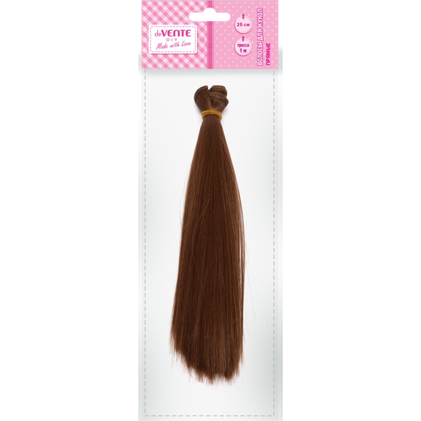Волосы для кукол (трессы) искусственные, прямые, каштановые, длина 25*100 см, deVENTE DIY Акция!