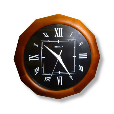 Часы настенные Салют "Гранит", 12-гранные, 315*45 мм, корпус дерево, темно-коричневый
