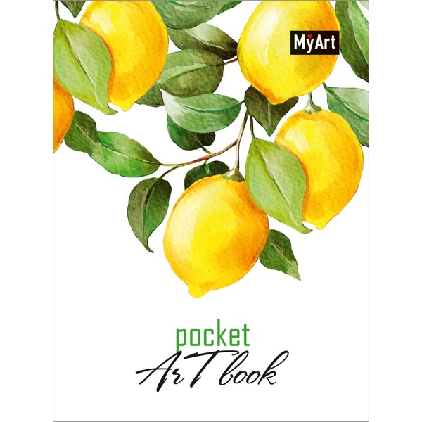 Скетчбук А6, на склейке, 80 л., бел. блок 100 г/м², MyArt Pocket ArtBook_Лимоны   Акция
