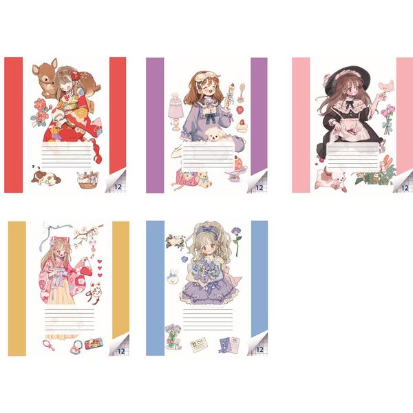 Тетрадь А5, клетка, 12 л., на скобе, 65 г/м², мел. бумага, CENTRUM Девочки_5 дизайнов Тетрадь А5, клетка, 12 л., на скобе, 65 г/м², мел. бумага, CENTRUM Девочки_5 дизайнов