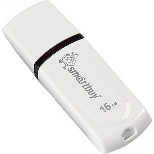 Флеш-накопитель USB 2.0, 16 ГБ, Smartbuy Paean/ Белый