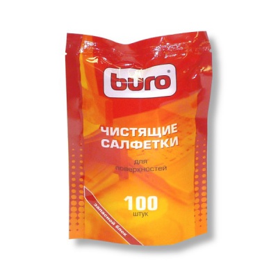 Салфетки чистящие для поверхностей Buro BU-Ssurface, 100 шт., неткан. материал (запасной блок)