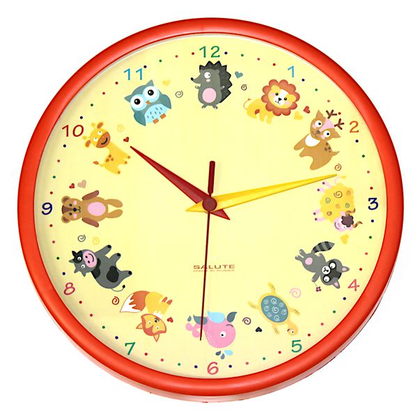 Часы настенные Салют "Мультики", круглые, 265*38 мм, корпус пластик., оранжевый (детские)