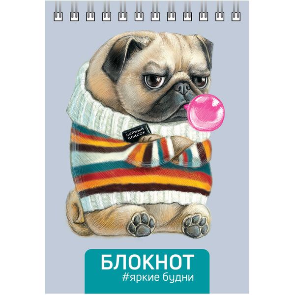 Блокнот на гребне А6, 80 л., клетка, 65 г/м², уф-лак, Феникс+ Мопс Блокнот на гребне А6, 80 л., клетка, 65 г/м², уф-лак, Феникс+ Мопс
