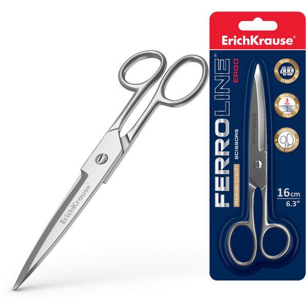 Ножницы 160 мм, эргономичные, цельнометаллические, ErichKrause Ferro