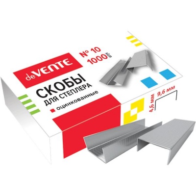 Скобы для степлера №10, оцинкованные, 1000 шт., deVENTE Скобы для степлера №10, оцинкованные, 1000 шт., deVENTE