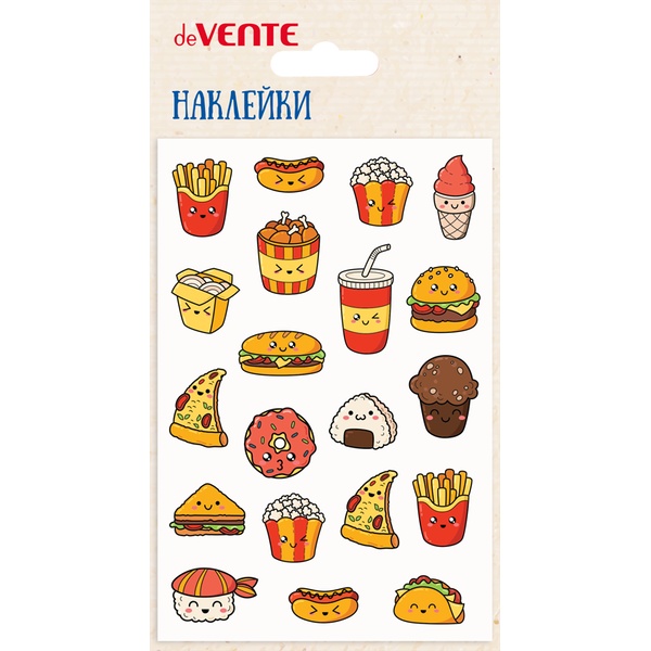Паф-стикеры (объемные), карточка 100*150 мм, ПВХ, deVENTE Fastfood