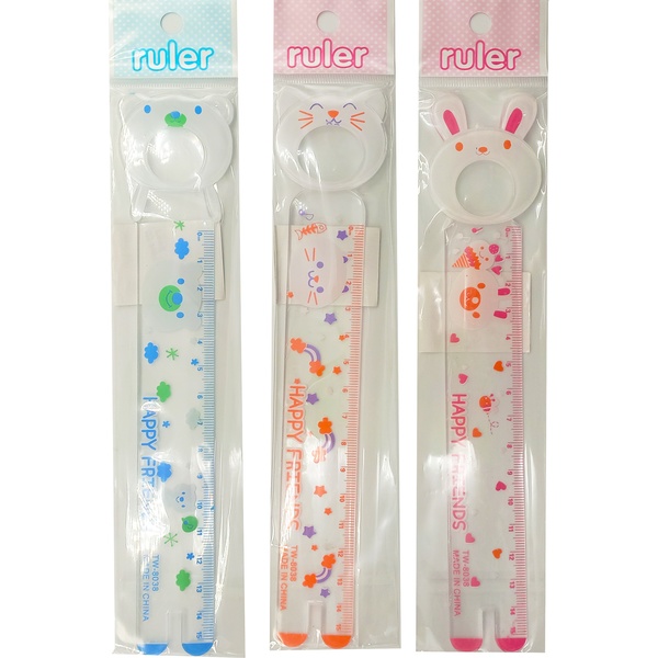 Линейка 15 см, пластиковая, прозрачная с рис., лупа, CENTRUM_3 дизайна Акция!