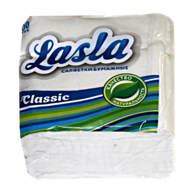 Салфетки бумажные 100 шт., 230*240 мм, 1-сл., белые, LASLA Classic