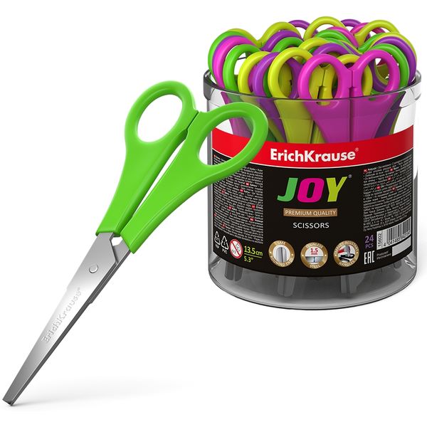 Ножницы детские 135 мм, симметричные, пластик. ручки, ErichKrause Joy_4 дизайна