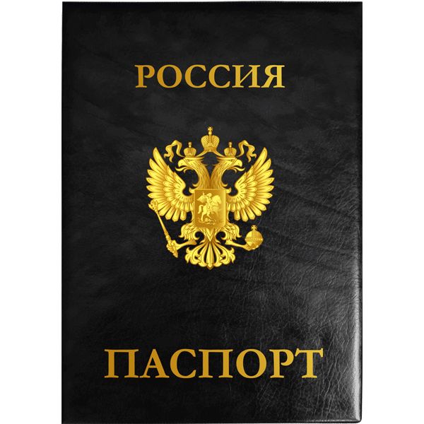 Обложка для паспорта deVENTE, иск. кожа/пвх, тиснение фольгой "РОССИЯ-ГЕРБ-ПАСПОРТ", цв.: черный