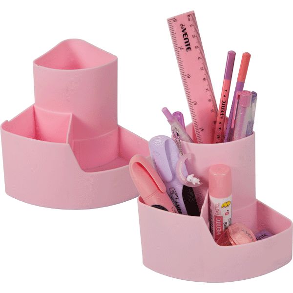Органайзер для канцелярии deVENTE Corner, пластиковый, 3 отд., 2 положения, розовый