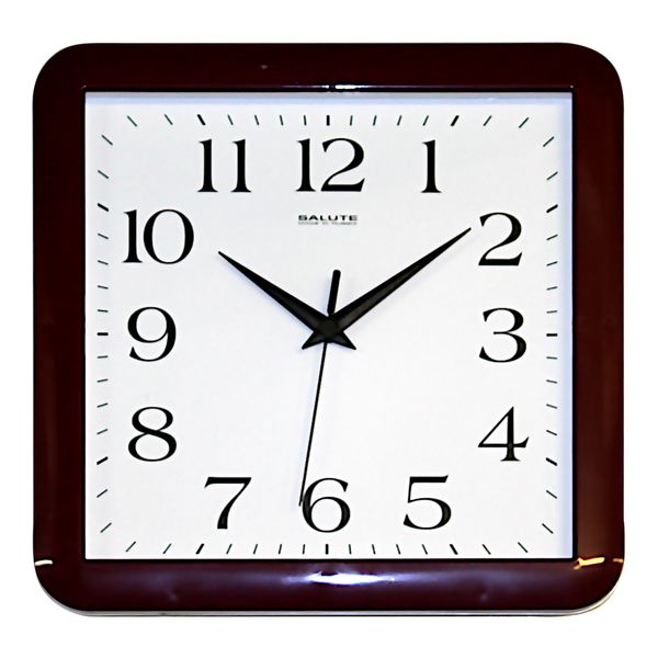 Часы настенные Салют "Классика", квадратные, 295*300*40 мм, корпус пластик., бордовый