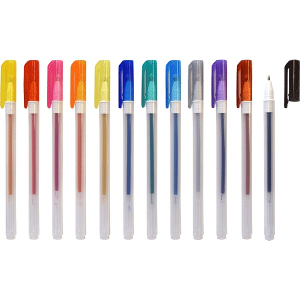 Ручки гелевые, набор 12 шт./12 цв., Ø 0.5 мм, лин. 0.4 мм, deVENTE Hit