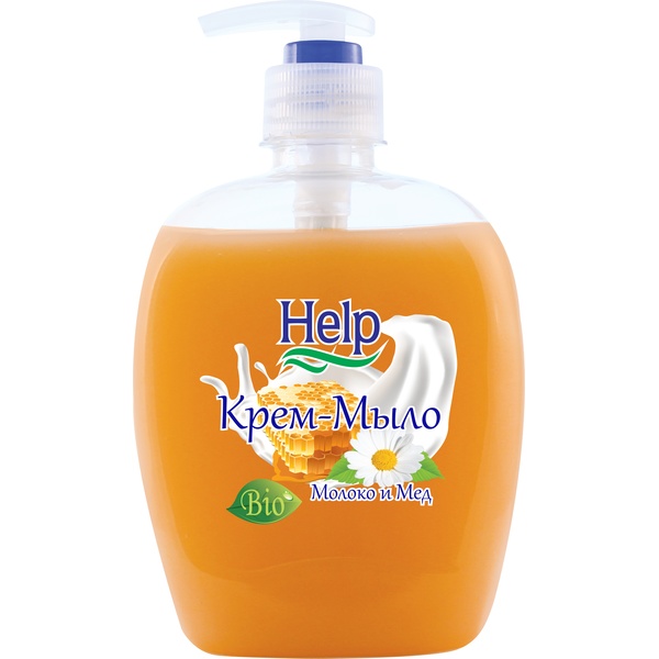 Крем-мыло HELP Молоко мед, 300 мл (помп. дозатор)