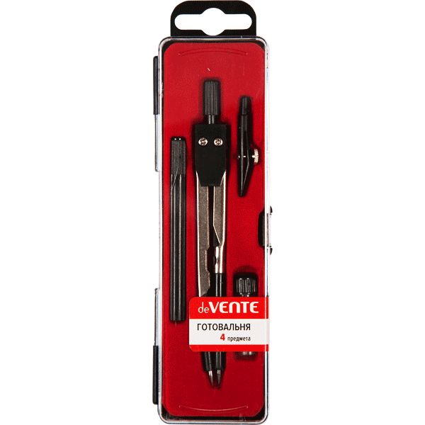 Готовальня deVENTE 4 предмета, в пласт. футляре с красным ложементом