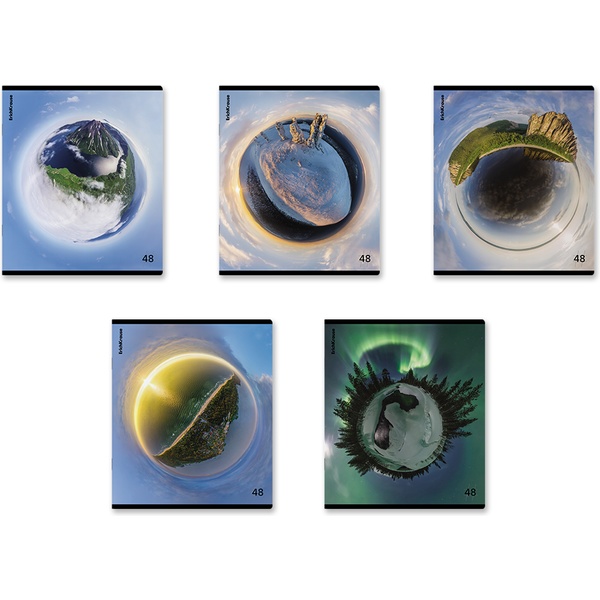 Тетрадь А5, клетка, 48 л., на скобе, 60 г/м², мат. лам. + выб. лак, ErichKrause Фишай. Россия_MIX-PACK Акция!