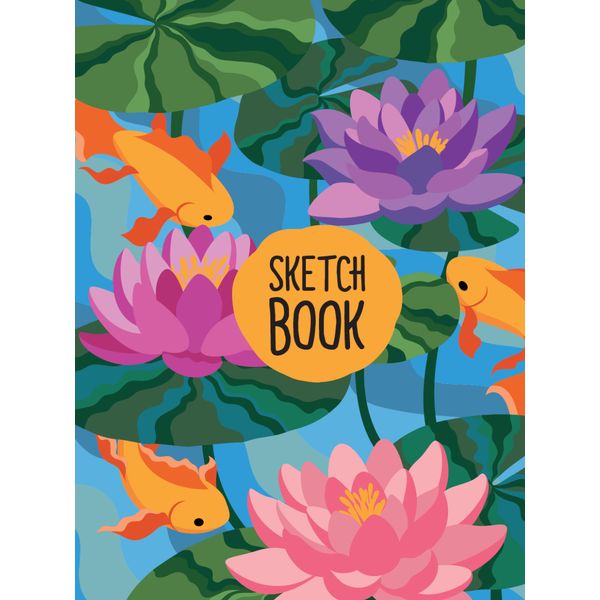 Скетчбук А5, тв. переплет, 80 л., бел. блок 70 г/м², резинка, Prof-Press Лотосы   Акция