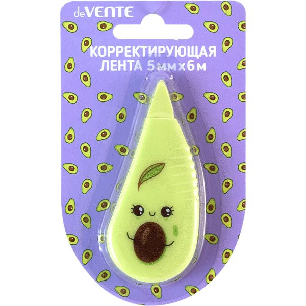 Лента корректирующая 5 мм* 6 м, фронт. аппликатор, непрозр. корп., deVENTE Avocado