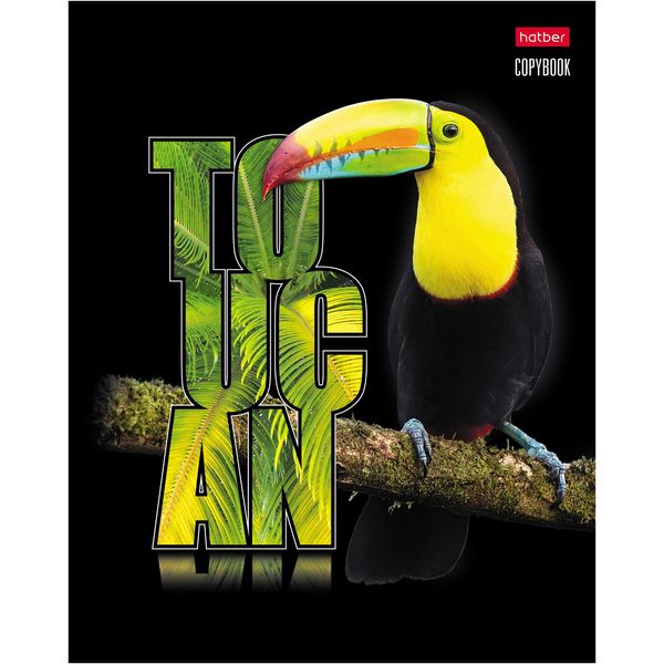 Тетрадь А5, клетка, 48 л., на скобе, 60 г/м², мат. лам., 3D лак, Hatber Птица Дивная_5 дизайнов