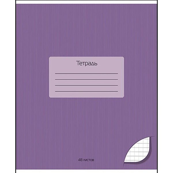 Тетрадь 48 л., клетка, 60 г/м2, обл. мел. картон, вд лак, КТС-ПРО Однотонная_Фиолетовая