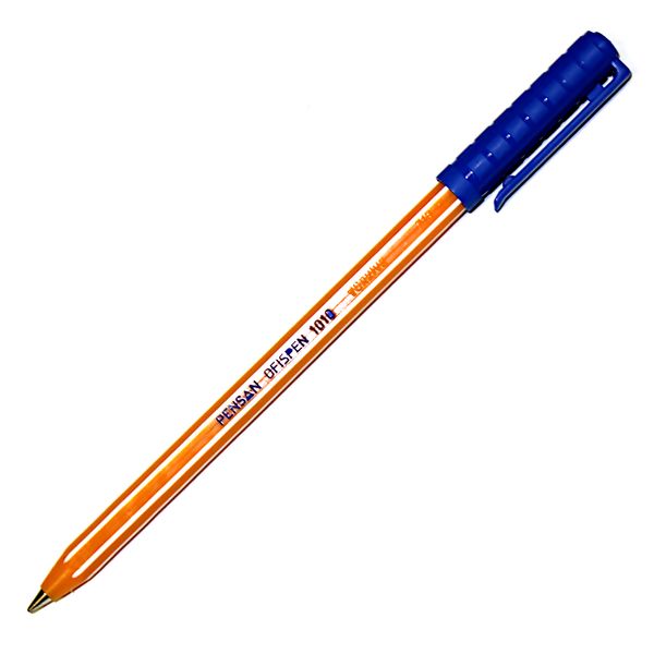 Ручка шариковая, синяя, Ø 1.0 мм, шестигр., оранж. корп., PENSAN Ofispen 1010 