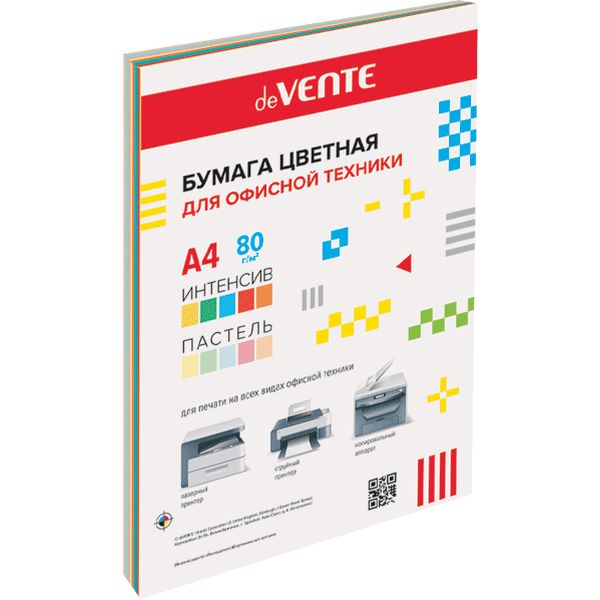 Бумага цветная А4/80/50 л., 5 интенсив + 5 пастель, deVENTE MIX10