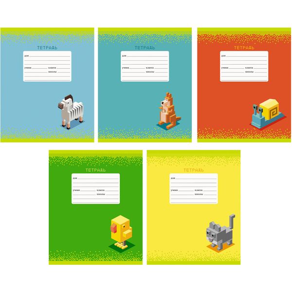 Тетрадь А5, линия, 24 л., на скобе, 60 г/м², выб. лак, Listoff Компьютерные герои_5 дизайнов