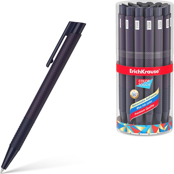Ручка шариковая автомат., синяя, 0.7 мм, эрг. грип, soft-touch, ErichKrause ColorTouch Dots in Blue Ручка шариковая автомат., синяя, 0.7 мм, эрг. грип, soft-touch, ErichKrause ColorTouch Dots in Blue