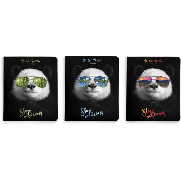 Тетрадь А5, клетка, 48 л., на склейке, 65 г/м², мат. лам., выб. лак, Lamark Panda_3 дизайна  Акция!