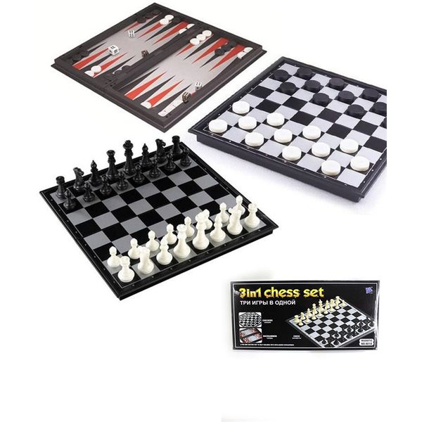 Игра настольная 3 в 1. Шашки-Шахматы-Нарды, 33*33 см, магнитные Акция!
