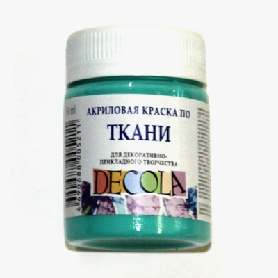 Краска по ткани DECOLA, мятная, акриловая, банка 50 мл Краска по ткани DECOLA, мятная, акриловая, банка 50 мл
