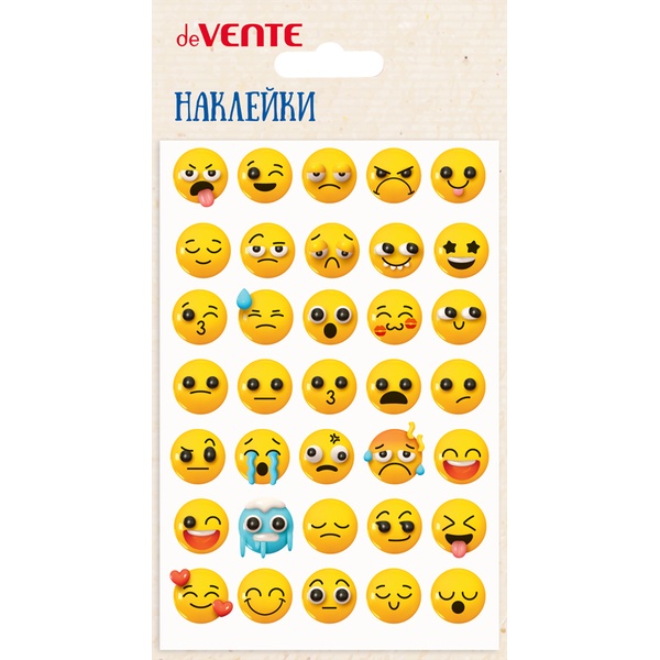 Наклейки для творчества deVENTE Emoji, карточка 100*150 мм, объемные