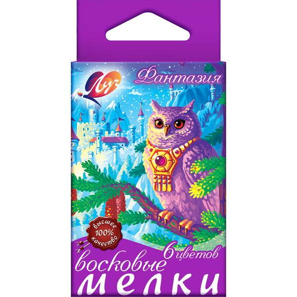 Мелки восковые 6 цветов, круглые, инд обертка, ЛУЧ Фантазия (к/к)