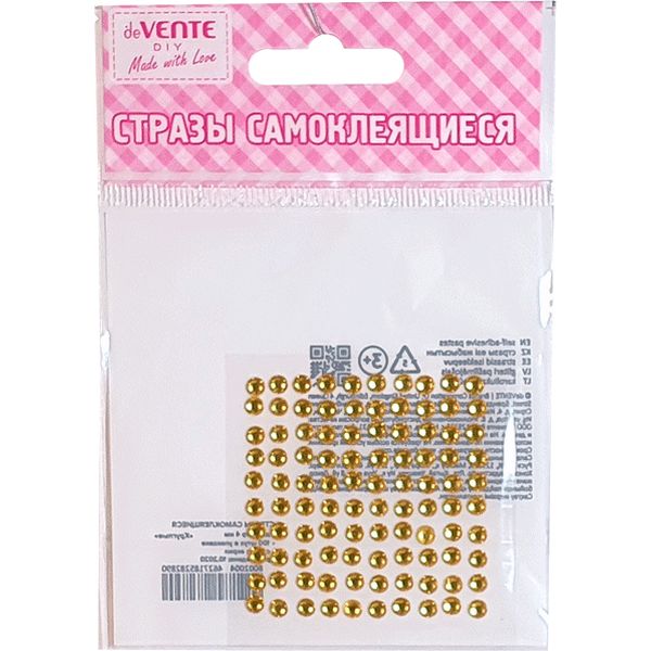 Стразы самоклеящиеся Ø4 мм, 100 шт., цв.: св.-золотистый, deVENTE Dots (Точки) Акция!