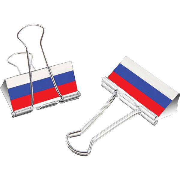 Зажимы для бумаг 32 мм, 6 шт., цветные с дизайном, deVENTE Триколор, на блистере Зажимы для бумаг 32 мм, 6 шт., цветные с дизайном, deVENTE Триколор, на блистере