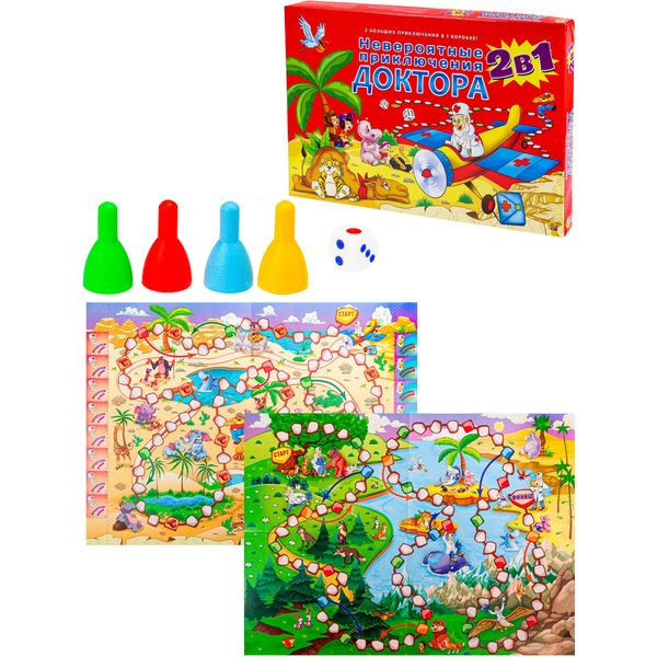 Игра-ходилка 2 в 1 "Невероятные приключения доктора", 3+ Игра-ходилка 2 в 1 "Невероятные приключения доктора", 3+