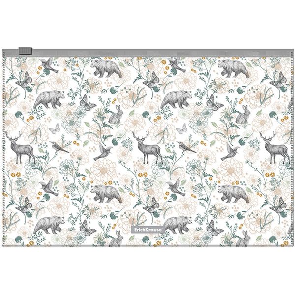 Папка-конверт на zip-молнии, B5, PP 160 мкм, полупрозрачная, глянц., ErichKrause Natural Life Акция!