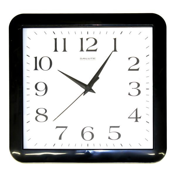 Часы настенные Салют "Классика", квадратные, 295*300*40 мм, корпус пластик., черный
