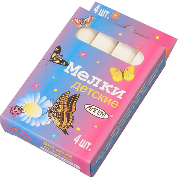 Мелки белые, квадратные, 4 шт. АЛГЕМ Детские