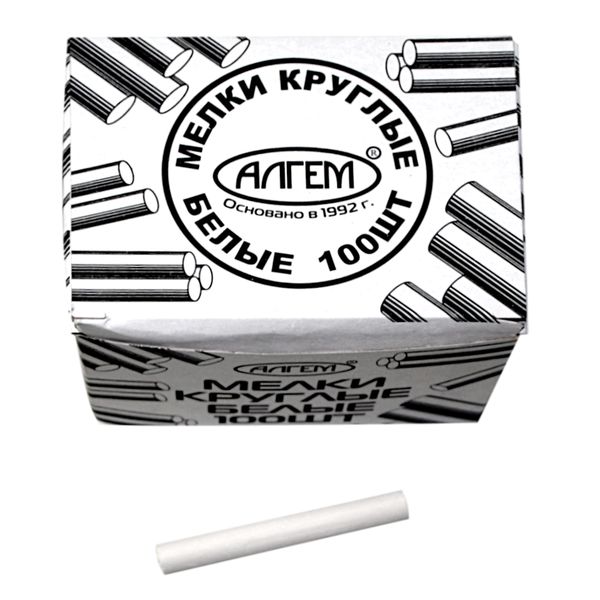 Мелки белые, круглые, 100 шт., АЛГЕМ Школьные