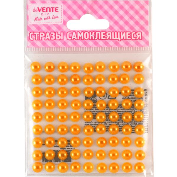 Стразы самоклеящиеся Ø8 мм, 80 шт., цв.: ярко-желтый, deVENTE Жемчуг