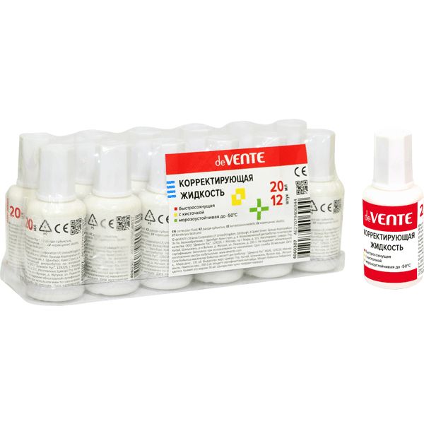 Корректирующая жидкость с кисточкой deVENTE, 20 мл, на основе растворителя Корректирующая жидкость с кисточкой deVENTE, 20 мл, на основе растворителя