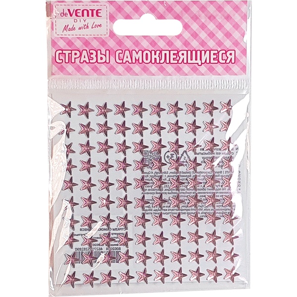 Стразы самоклеящиеся Ø8 мм, 100 шт., цв.: нежно-розовый, deVENTE Star (Звезда)