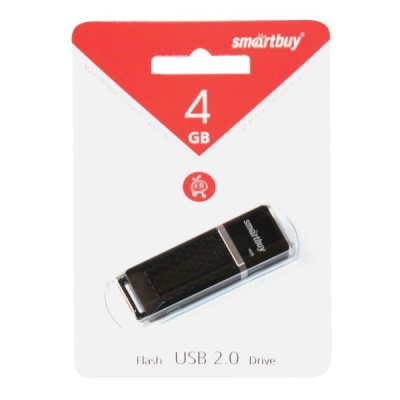 Флеш-накопитель USB 2.0, 4 ГБ, Smartbuy Quartz_черный Флеш-накопитель USB 2.0, 4 ГБ, Smartbuy Quartz_черный