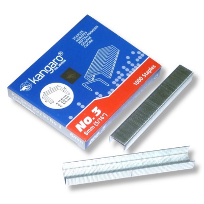 Скобы для степлера №3 (3-8 мм), оцинкованные, 1000 шт., Kangaro