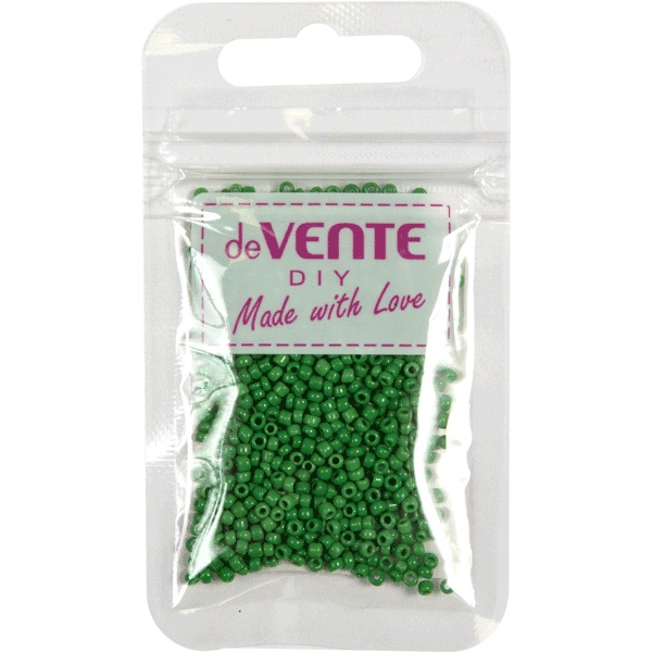 Бисер круглый Ø2 мм, 10 г, непрозрачный, цв.: зеленый матовый, deVENTE DIY Opaque