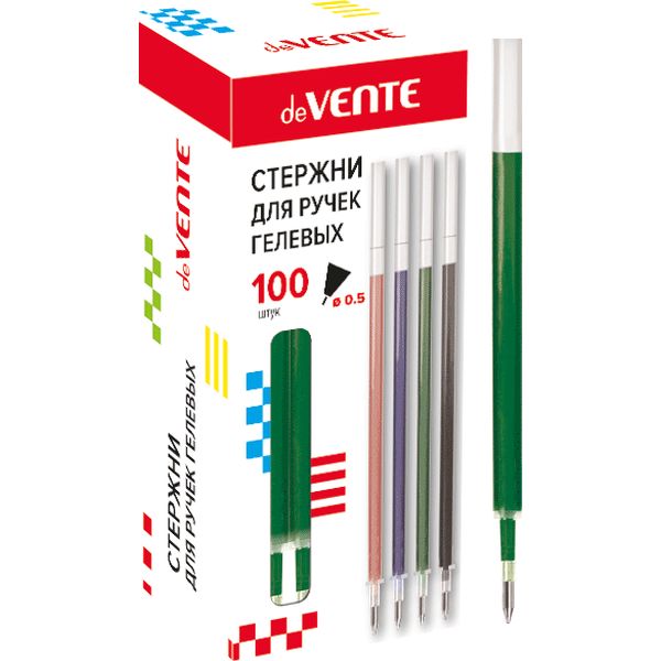 Стержень гелевый зеленый, 130 мм, Ø 0.5 мм, защитный колпачок, deVENTE