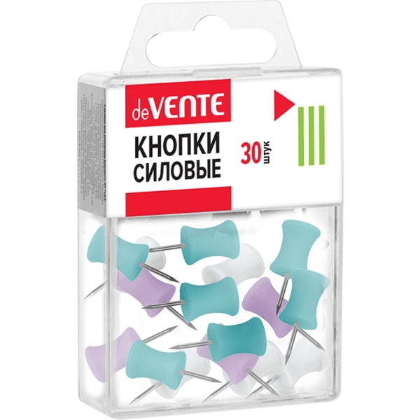 Кнопки-гвоздики 30 шт., Ø 9.4 мм, игла 11 мм, цветные, пэт-бокс, deVENTE Pastel))))))))